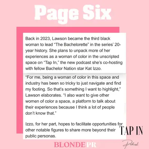Tap In podcast for Page Six