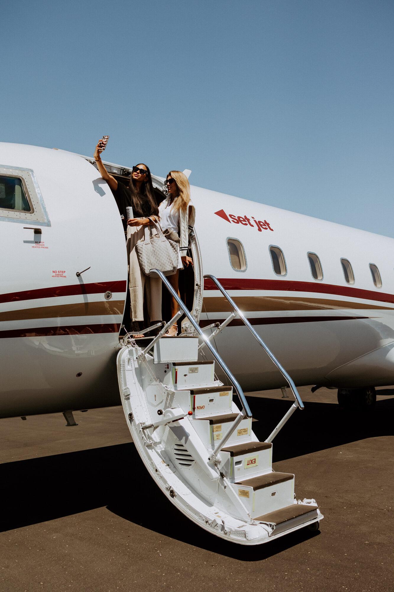 Blonde PR Set Jet brand trip with creators in-cabin